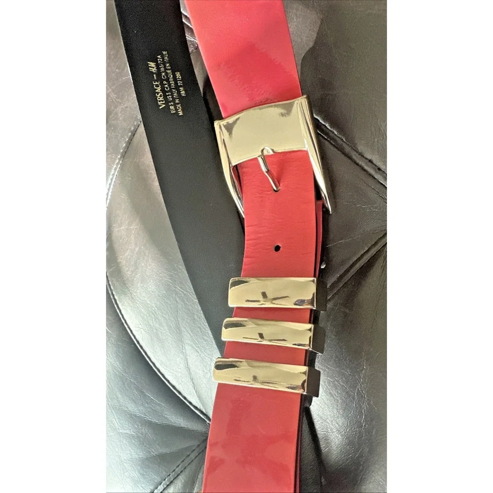 VERSACE H&M PINK PATENT LEATHER BELT SIZE US Small‎ *See Flaws*